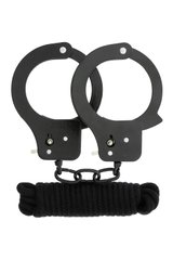 Набір наручники та бондаж Bondx Metal Cuffs & Love, чорний - картинка 1