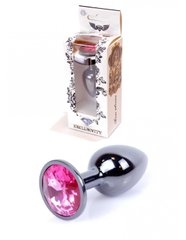 Анальная пробка с камнем Plug-Jewellery Dark Silver PLUG- Pink размер S - картинка 1