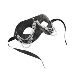 Мереживна маска, декорована ланцюгами, зі стрічками для зав'язування, чорний - картинка 1
