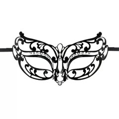 Венеціанська маска Easytoys, металева, зі стразами, чорна - картинка 1