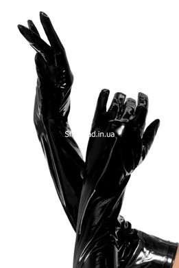Сексуальні рукавички вище ліктів Opera Leg Avenue, вінілові, чорні, L - картинка 2