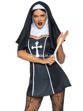 Костюм монашки Leg Avenue, М, Naughty Nun 2 предмета, черный - картинка 1