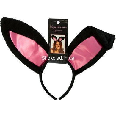 Вушки кролика One Size Plush Bunny Rabbit Ears Headband від Leg Avenue, рожево-чорні - картинка 2