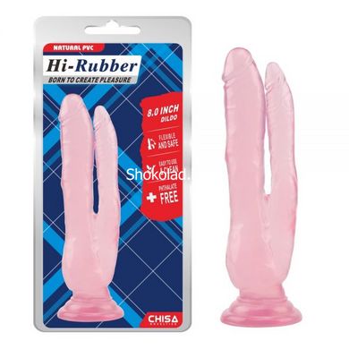 Фалоімітатор подвійний Chisa Hi-Rubber 8.0 Pink, Рожевий, Розмір упаковки 30*14,5*4 см - картинка 4