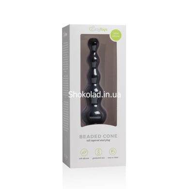 Анальная елка силикон Easy Toys Beaded Cone черная, 16.5 см - картинка 3
