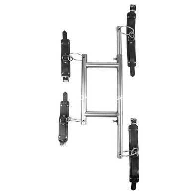 Металевий бондаж з поножами та наручниками з натуральної шкіри, XS-M - картинка 1