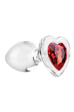 Анальна пробка скляна M ADAM ET EVE RED HEART GEM GLASS PLUG MEDIUM - картинка 5