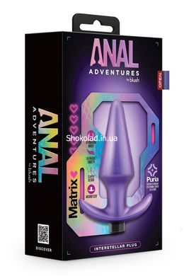 Анальна пробка з вібрацією Anal Adventures Blush, силіконова, фіолетова, 12.7 х 3.8 см - картинка 5
