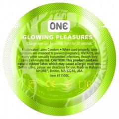 Презервативи One Glowiing Pleasures Світиться у темряві, 5 штук - картинка 1