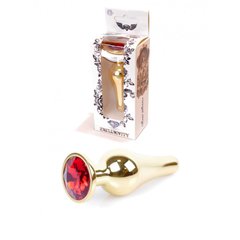 Анальний корок з червоним каменем Plug-Jewellery Gold BUTT PLUG- Red - картинка 1