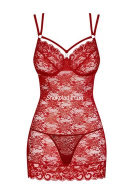 Сорочка Obsessive 860-CHE-3 chemise & thong red S/M - картинка 3