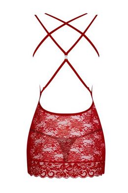 Сорочка Obsessive 860-CHE-3 chemise & thong red S/M - картинка 4