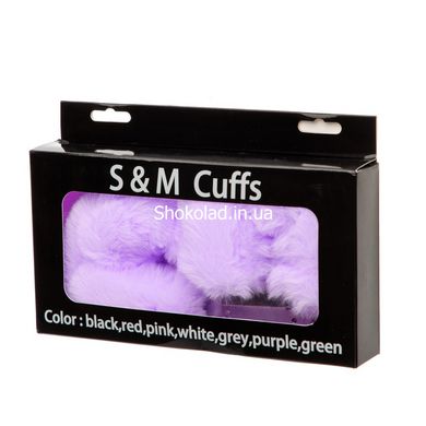 Наручники металлические Roomfun с толстым фиолетовым мехом S&M CuffS - картинка 2