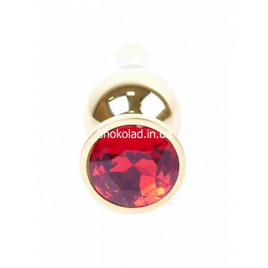Анальная пробка с красным камнем Plug-Jewellery Gold BUTT PLUG- Red - картинка 6