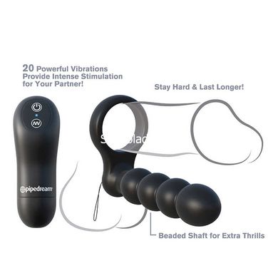 Насадка для подвійного проникнення Pipedream C-Ringz Remote Control Double Penetrator Dildo, Black - картинка 7