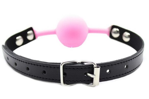 Кляп силіконовий Silicone ball gag metal accesso pink - картинка 2