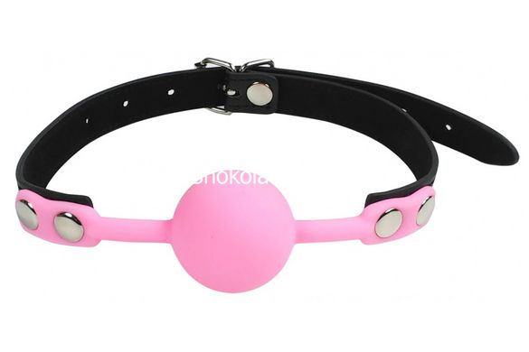 Кляп силіконовий Silicone ball gag metal accesso pink - картинка 1