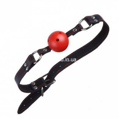 F61407 Кляп Loveshop BREATHABLE BALL Gag BLACK / RED, Красный/Черный - картинка 2