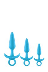 Набор светящихся анальных пробок NS Novelties FIREFLY PRINCE KIT BLUE - картинка 1