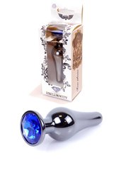 Анальная пробка из полированного алюминия с камнем Plug-Jewellery Dark Silver BUTT PLUG- Dark Blue - картинка 1