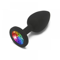 Пробка с радужным камнем силикон черный Toy Joy Rainbow Booty Jewel Small - картинка 1