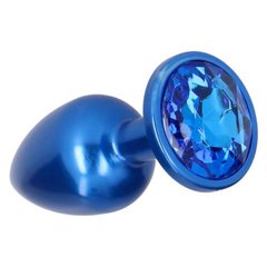 Анальная пробка с камнем голубая Plug Pleasure Night размер S - картинка 1