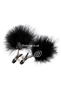 Зажимы для сосков с перьями GP FEATHER NIPPLE CLAMPS BLACK - картинка 1