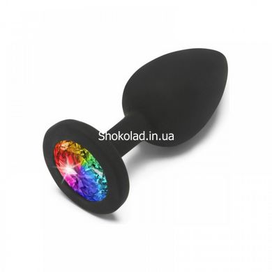 Пробка с радужным камнем силикон черный Toy Joy Rainbow Booty Jewel Small - картинка 1