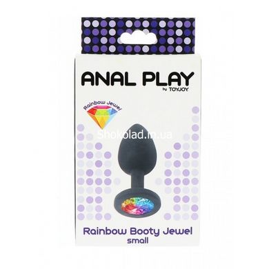 Пробка с радужным камнем силикон черный Toy Joy Rainbow Booty Jewel Small - картинка 3