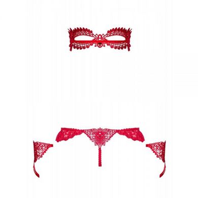Набор маска+наручники+стринги Obsessive Hetea 3 pcs set red S/M - картинка 4