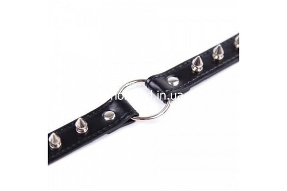 Нашийник з шипами Collar black with metal spikes - картинка 2