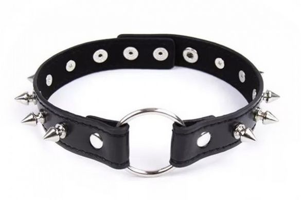 Нашийник з шипами Collar black with metal spikes - картинка 1