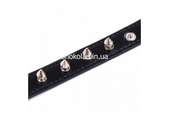 Ошейник с шипами Collar black with metal spikes - картинка 3