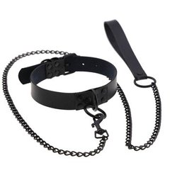 Нашийник з повідцем DS Fetish Collar with leash black - картинка 1