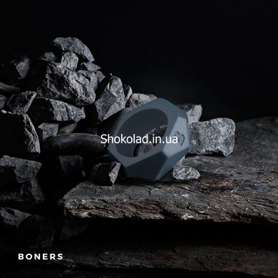 Ерекційне кільце із силікону Boners Diamond у вигляді гайки, сіре - картинка 2