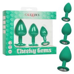Набір анальних пробок Cheeky Gems 3 розміру, зелені - картинка 1