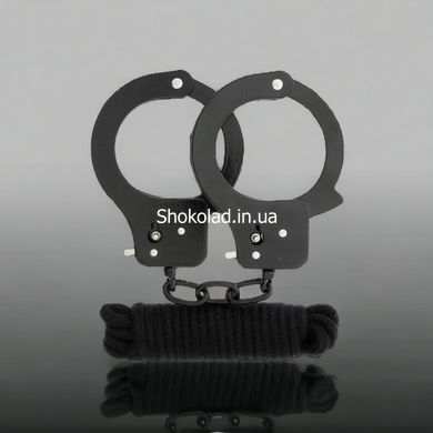 Набор наручники и бондаж Bondx Metal Cuffs & Love, черный - картинка 3