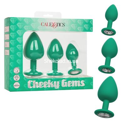 Набір анальних пробок Cheeky Gems 3 розміру, зелені - картинка 1