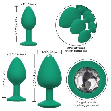 Набір анальних пробок Cheeky Gems 3 розміру, зелені - картинка 5