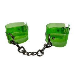 Наручники с цепочкой, полупрозрачные, зеленые DS Fetish Handcuffs - картинка 1