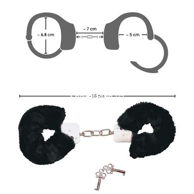 Наручники с черным мехом Bad Kitty Handcuffs, металл - картинка 3