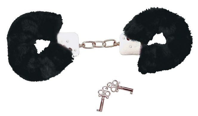 Наручники с черным мехом Bad Kitty Handcuffs, металл - картинка 4