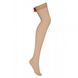 Панчохи червоний бант Obsessive S808 stockings beige S / M, Бежевий, S/M - зображення 2