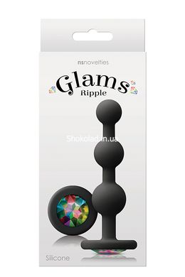 Анальная пробка с кристаллом GLAMS RIPPLE RAINBOW GEM BLACK - картинка 2