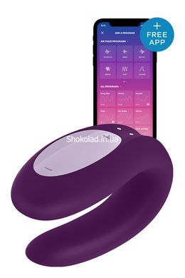 T360119 вібромасажер для пар SATISFYER DOUBLE JOY PURPLE, Фіолетовий, Розмір посилки : 10,70 х 14,50 х 5,70 - картинка 1