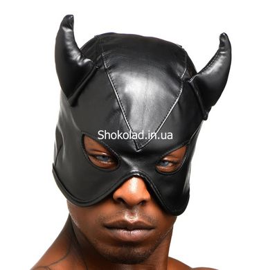 Маска з ріжками Dungeon Demon Bondage Mask, чорна - картинка 1