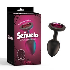 Анальная пробка чорная с камнем розового цвета S Senuelo CHISA - картинка 1