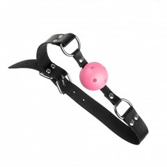 F61411 Кляп Loveshop BREATHABLE BALL Gag PINK, Черный/Розовый, Регульований - картинка 1