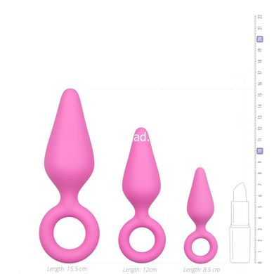 Набір анальних пробок Easytoys Pink Buttplugs With Pull Ring - Set - картинка 3