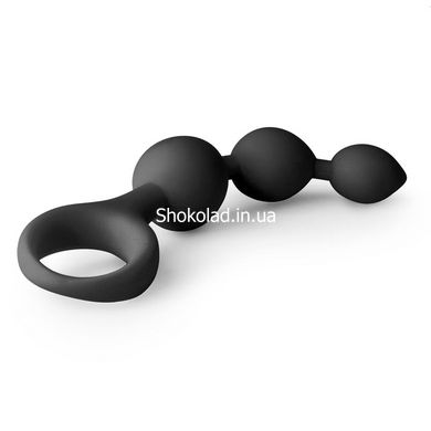 Анальні кульки Easytoys, силіконові, чорні, 15 х 3.3 см - картинка 2
